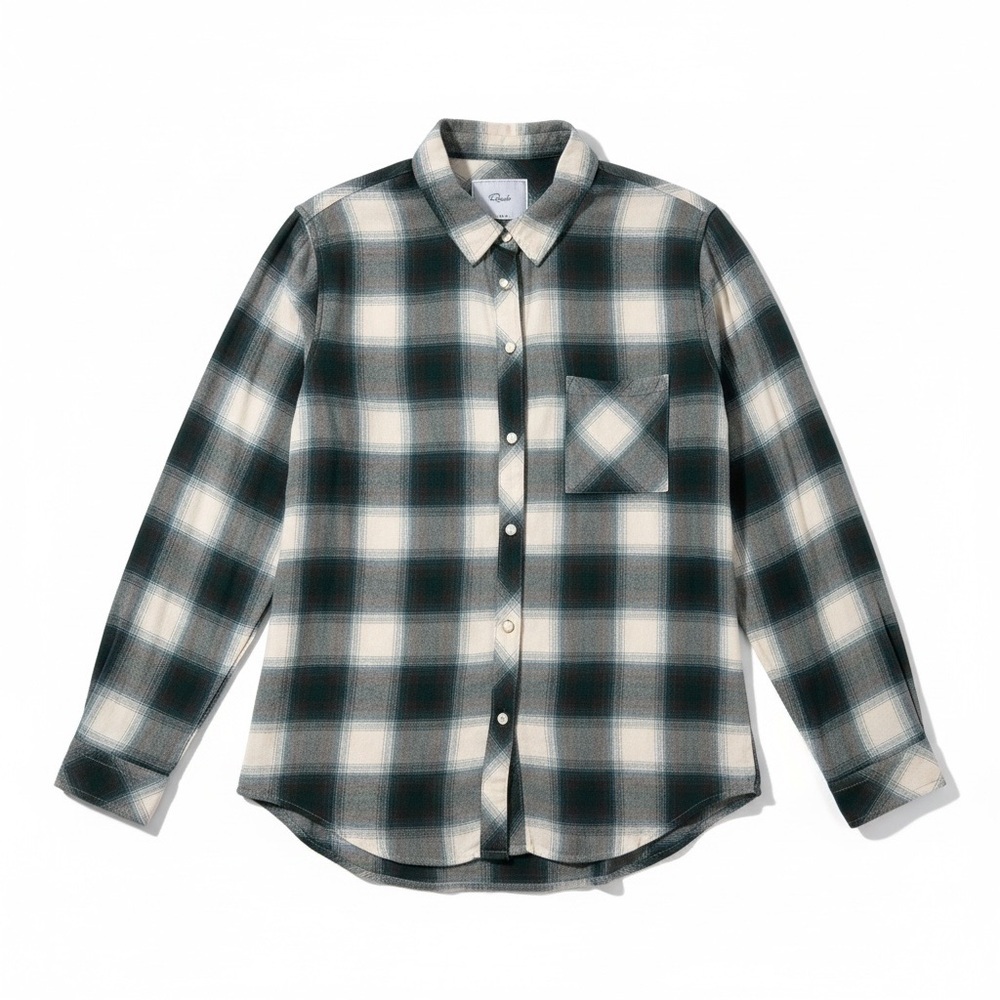 Rails Hunter Shirt Button Down Western Style Ivory Teal Olive Plaid Size Medium - Picture 3 of 13
